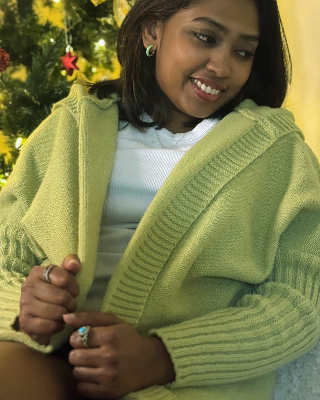 Knitted Hooded Cardigan